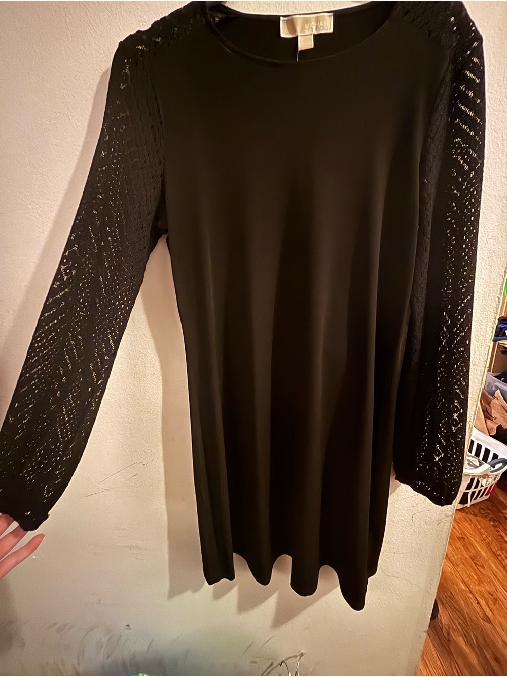Michael Kors Black Long-Sleeve Crochet Detail Dress